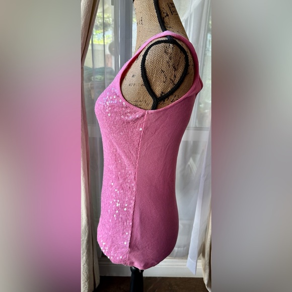 Express Pink Sequin Tank Top Size Medium - Picture 3 of 7